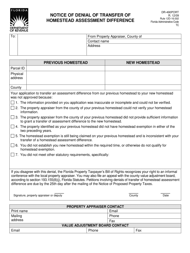 490port homestead form Preview on Page 1