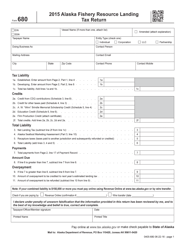 680 fishery tax form Preview on Page 1