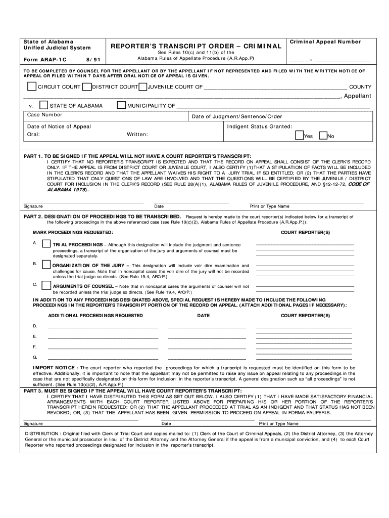 arap form online Preview on Page 1