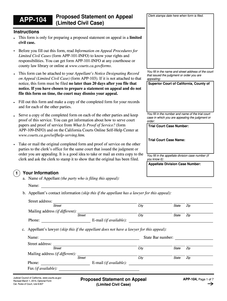 APP-104 2014-01-01.ofm - California Courts - courts ca Preview on Page 1