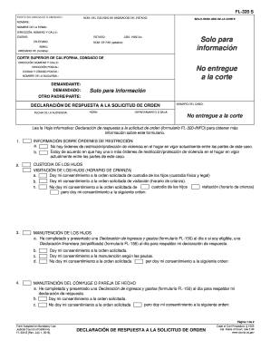 Fillable Online courts ca FL-320 S Responsive Declaration to Request ...