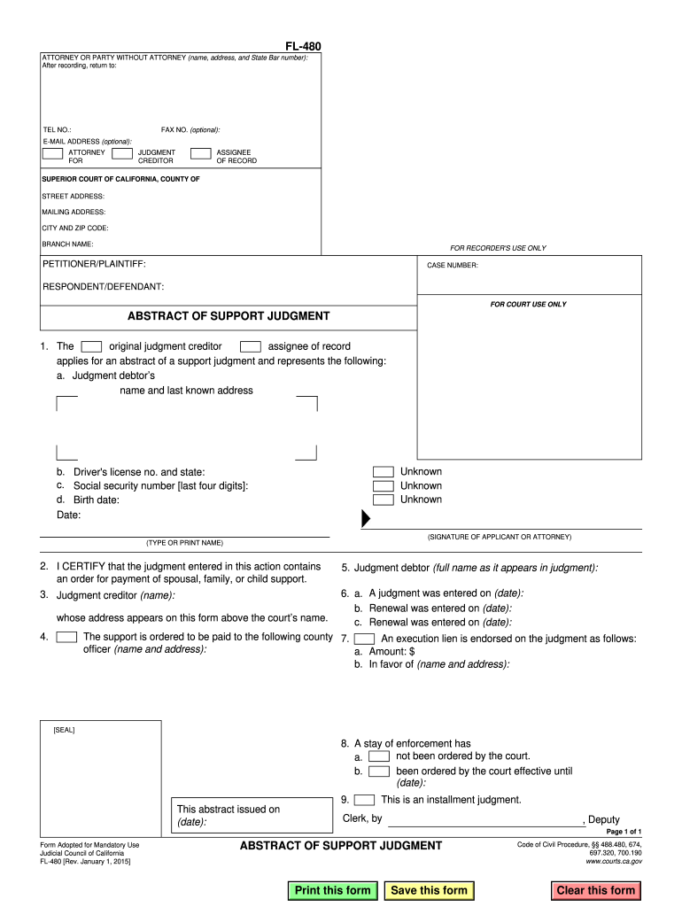 abstract of judgment in california Preview on Page 1.