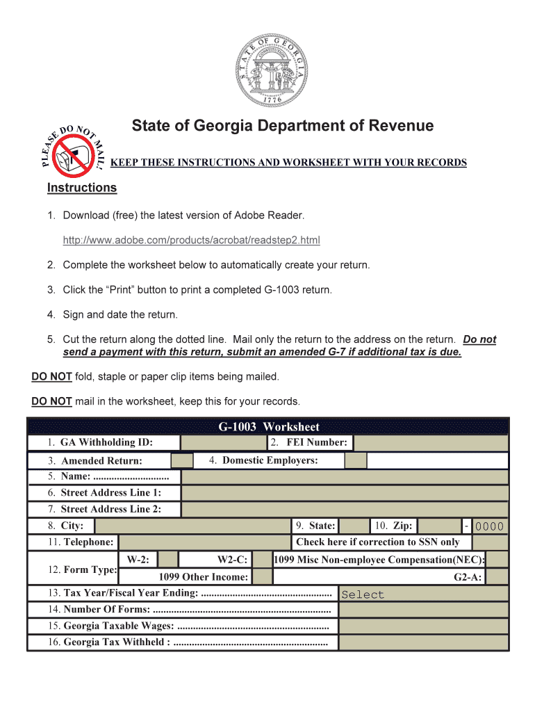 ga form g 1003 Preview on Page 1