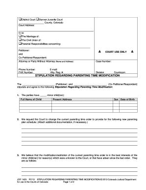 Stipulation Regarding Parenting Time Modification