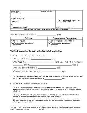 Colorado Declaration of Invalidity of Marriage