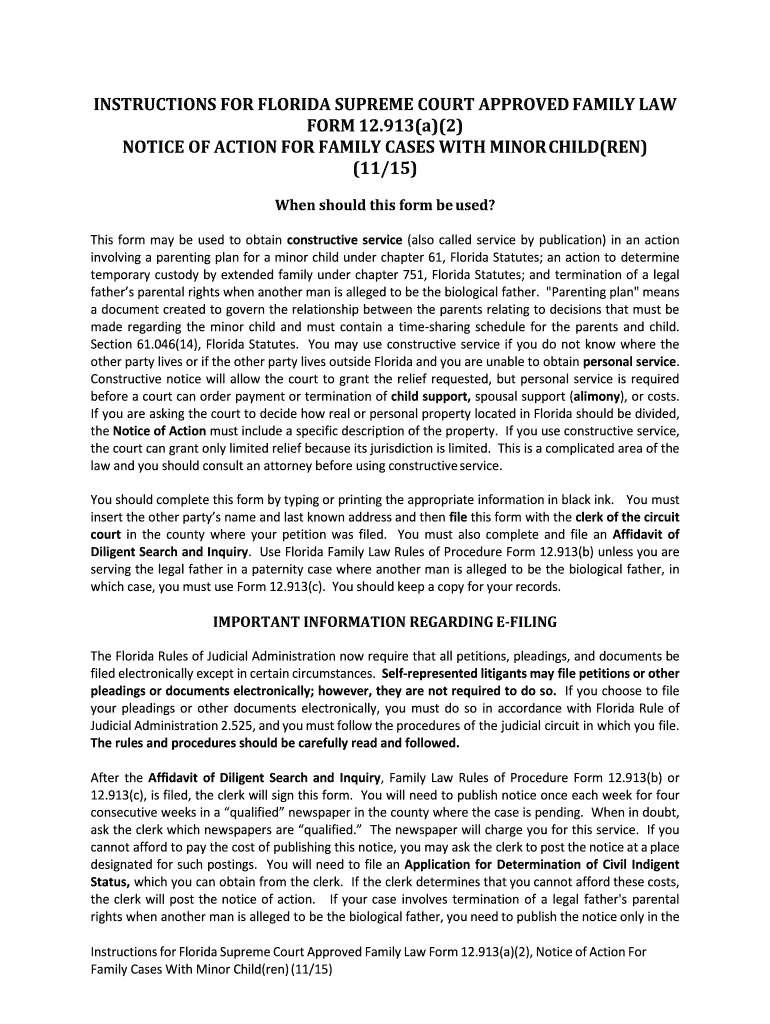 NOTICE OF ACTION FOR FAMILY CASES WITH ... - Florida Courts - flcourts Preview on Page 1