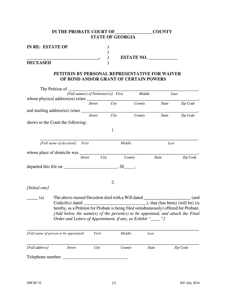 waiver bond form Preview on Page 1