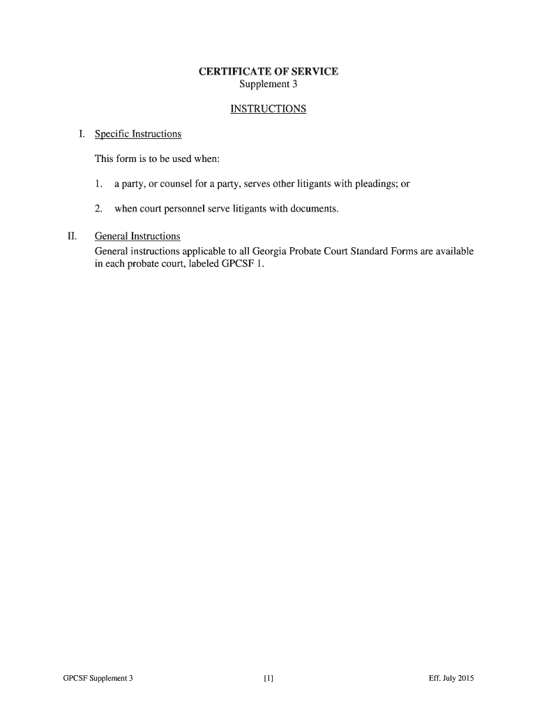 2015 ga 3 supplement service court form sample Preview on Page 1