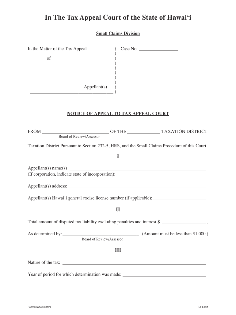 hawaii lt e031 appeal court printable Preview on Page 1