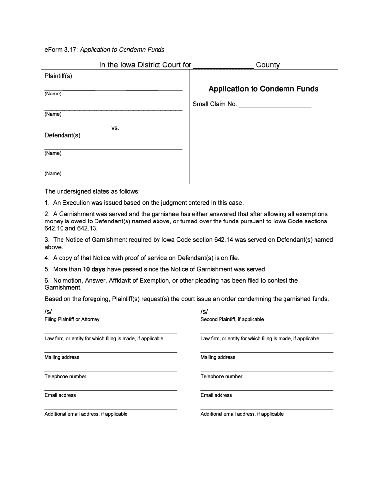 order to condemn funds iowa Preview on Page 1