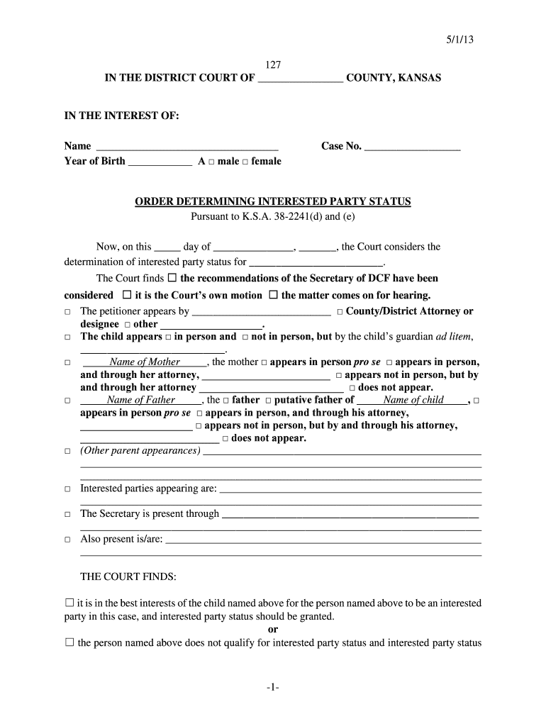 5 1 13 -1- 127 IN THE DISTRICT COURT OF - Kansas Judicial Council - kansasjudicialcouncil Preview on Page 1