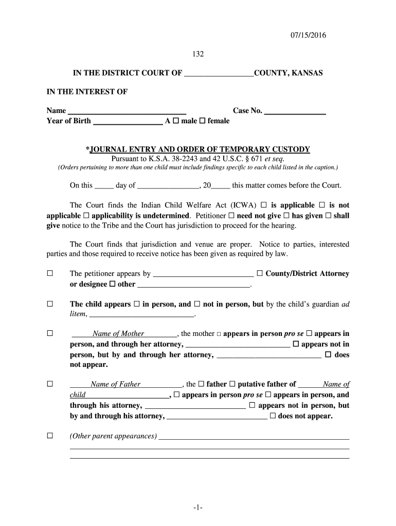 07 15 2016 -1- 132 IN THE DISTRICT COURT OF , KANSAS IN THE - kansasjudicialcouncil Preview on Page 1