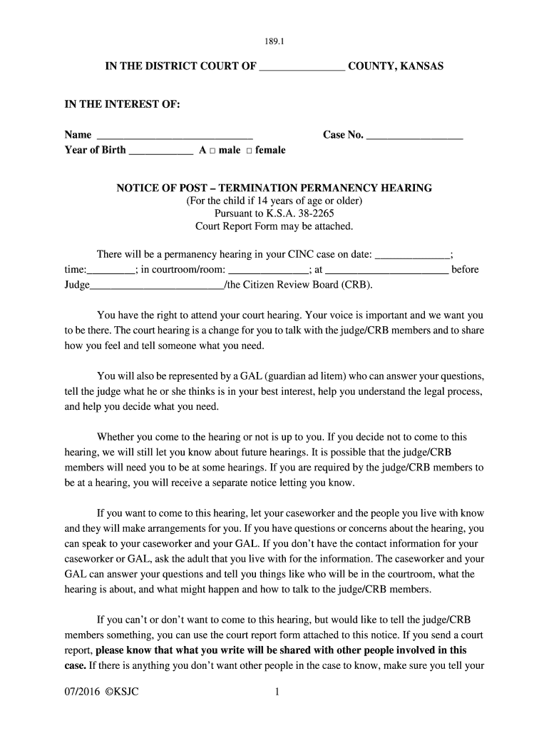 07 2016 KSJC 1 IN THE DISTRICT COURT OF - Kansas Judicial - kansasjudicialcouncil Preview on Page 1