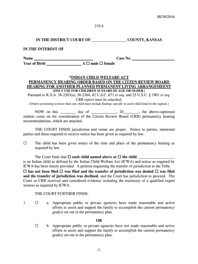 08 30 2016 -1- 219 4 IN THE DISTRICT COURT OF - kansasjudicialcouncil Preview on Page 1