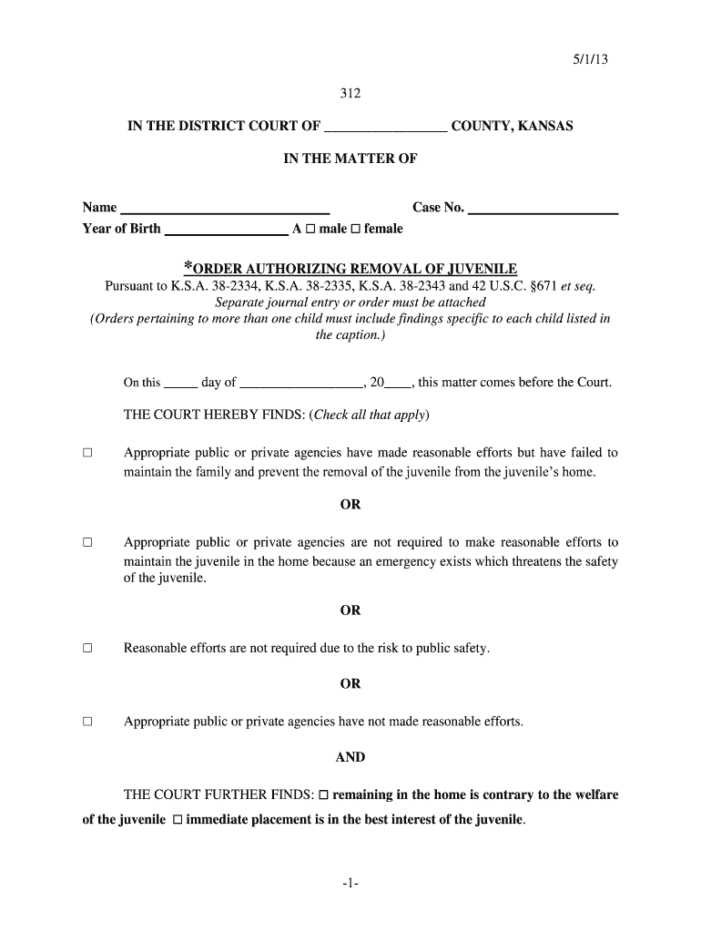 5 1 13 -1- 312 IN THE DISTRICT COURT OF - Kansas Judicial Council - kansasjudicialcouncil Preview on Page 1