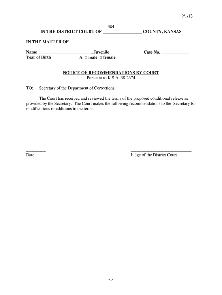 9 1 13 -1- 404 IN THE DISTRICT COURT OF - Kansas Judicial Council - kansasjudicialcouncil Preview on Page 1