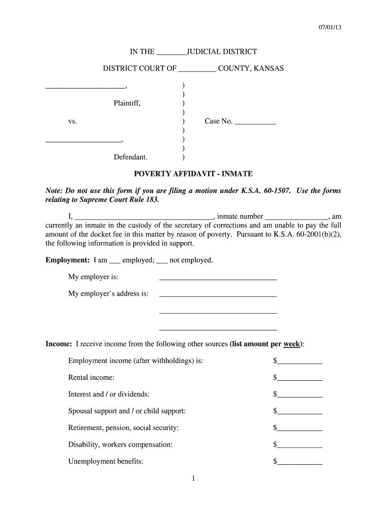 poverty affidavit ohio Preview on Page 1