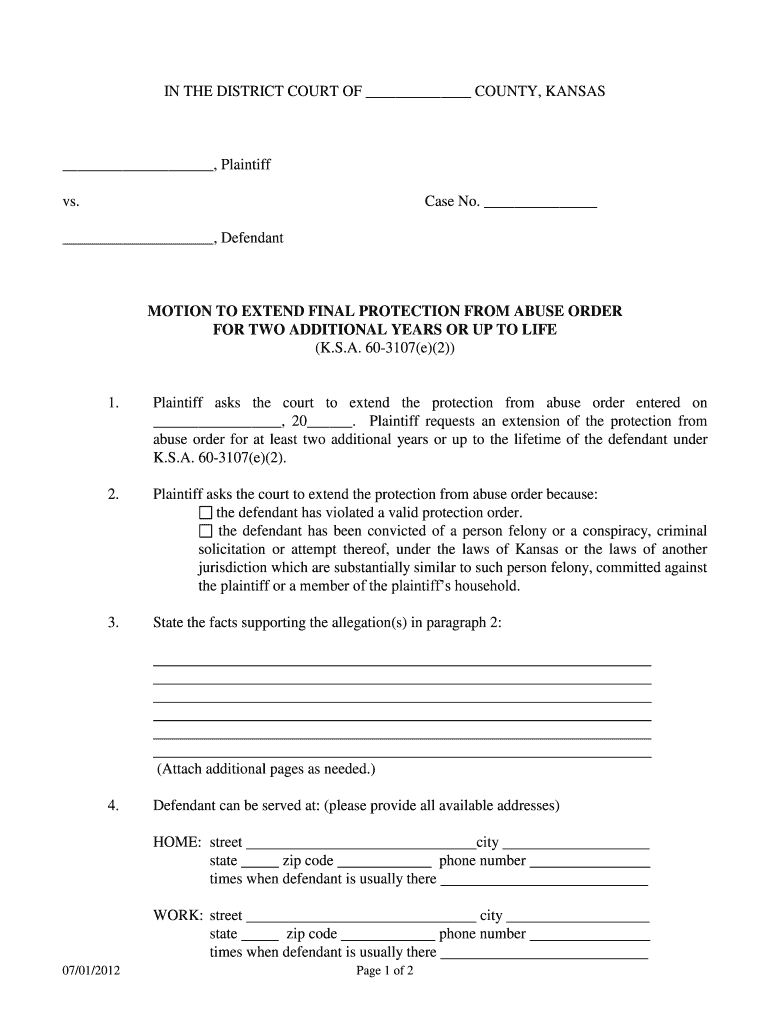 in the district court of county, kansas - Kansas Judicial Council - kansasjudicialcouncil Preview on Page 1