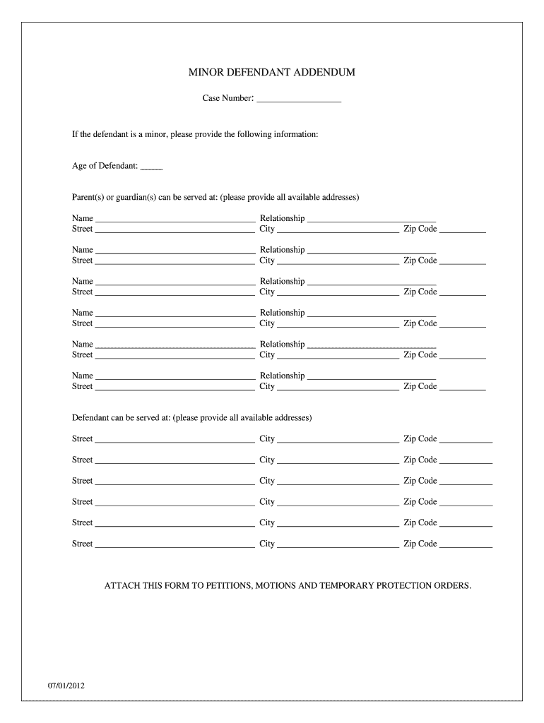 Minor Defendant Addendum - Kansas Judicial Council - kansasjudicialcouncil Preview on Page 1