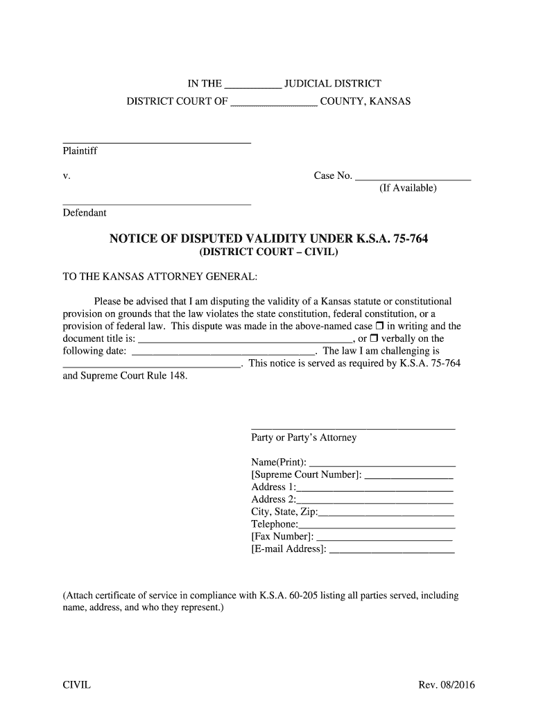 Notice of Filing Dist Ct Civil Form 082316 docx - kansasjudicialcouncil Preview on Page 1