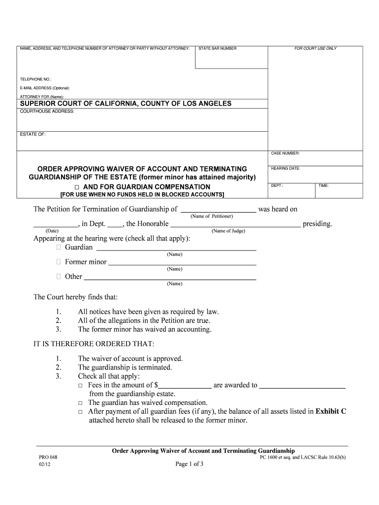 california approving terminating guardianship Preview on Page 1