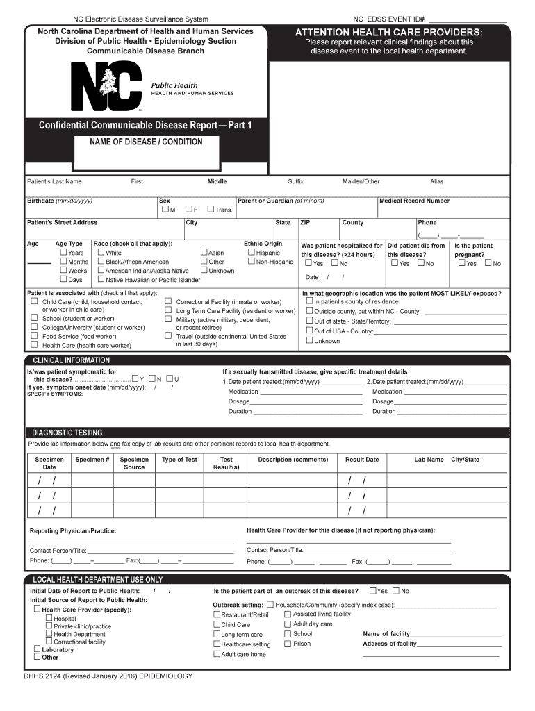 nc communicable disease reporting form pdf Preview on Page 1