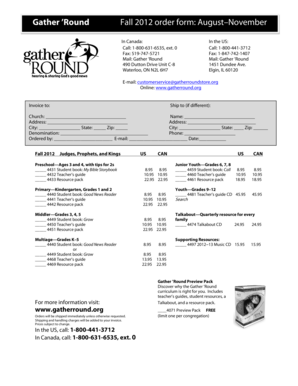 Gather 'Round Order Form
