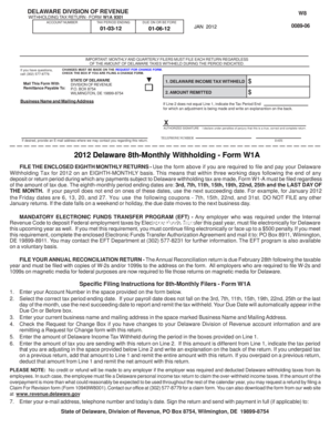 Delaware Withholding Tax Return Form W1A