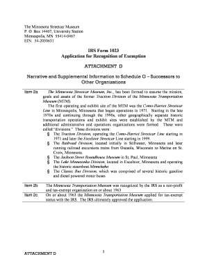 Fillable Online Trolleyride Irs Form 1023 Narrative Atch D Doc Trolleyride Fax Email Print Pdffiller Fillable Online Trolleyride Irs Form 1023 Narrative Atch D Doc Trolleyride Fax Email Print Pdffiller