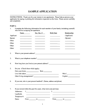 Apartment Rental Application Form