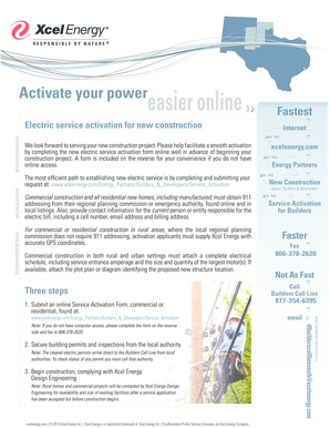 Xcel Energy New Electric Service Activation Form