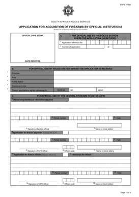 SAPS 349(a) Firearm Acquisition Application
