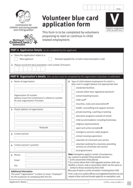 Volunteer Blue Card Application Form