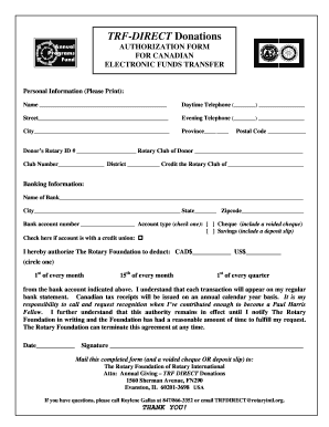Rotary Foundation Direct Donation Authorization Form
