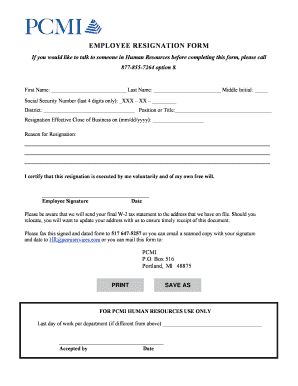 Employee Resignation Form