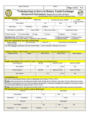 Rotary Youth Exchange Volunteer Application