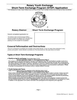 Rotary Youth Exchange Short-Term Program Application