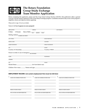 Rotary Foundation Group Study Exchange Application