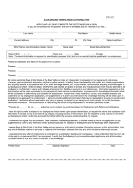 Background Verification Authorization Form