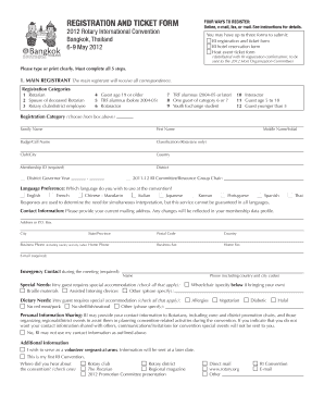 2012 Rotary International Convention Registration Form