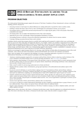 Rotary Foundation Ambassadorial Scholarship Application