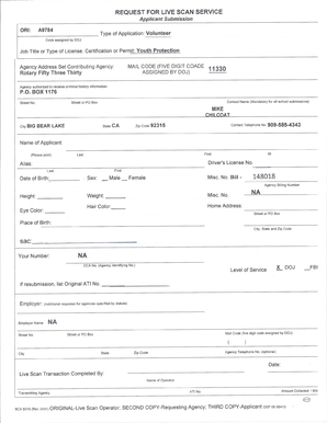 Live Scan Service Request Form