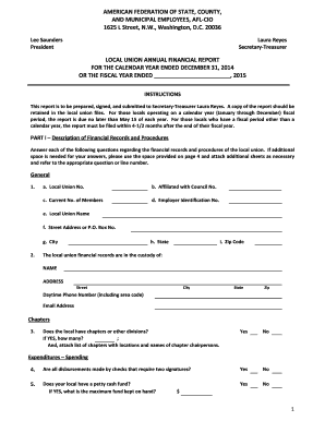 AFSCME Local Union Annual Financial Report