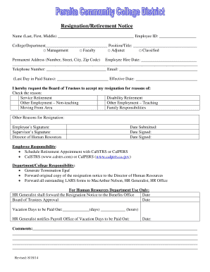 Resignation/Retirement Notice