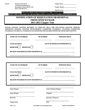 ResignationRemoval.doc. Incident notification form to be used notify when certain workplace incidents occur. - mooseintl