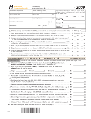 Wisconsin Homestead Credit Claim 2009