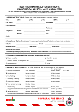 Bush Fire Hazard Reduction Certificate Application