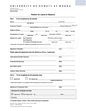 Leave of Absence - University of Hawaii at Manoa - manoa hawaii