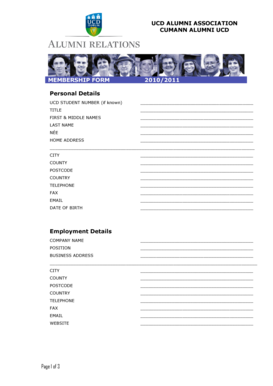 UCD Alumni Association Membership Form