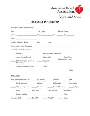 Volunteer Information Form